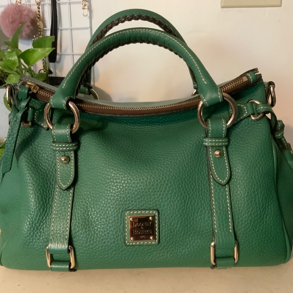 Dooney & Bourke Pebble Leather Satchel in Kelly Green